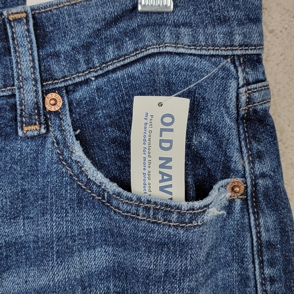 Old Navy Barbara Dark Wash Ripped Boyfriend Straight Denim Blue Jeans Sz 4 NEW - Picture 9 of 16